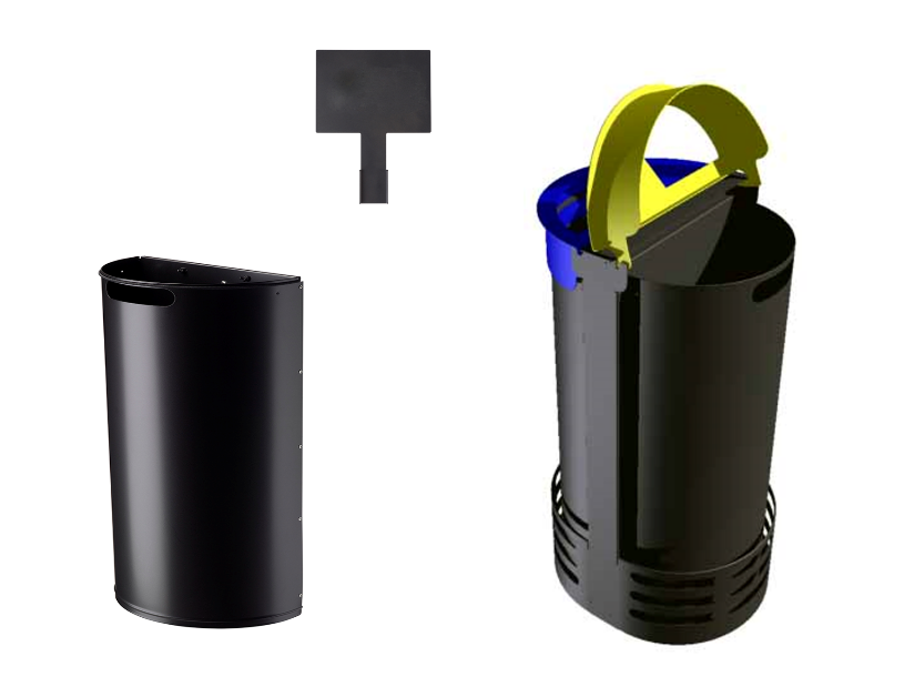 Zakhouder op voet 150L. (2x75L.)