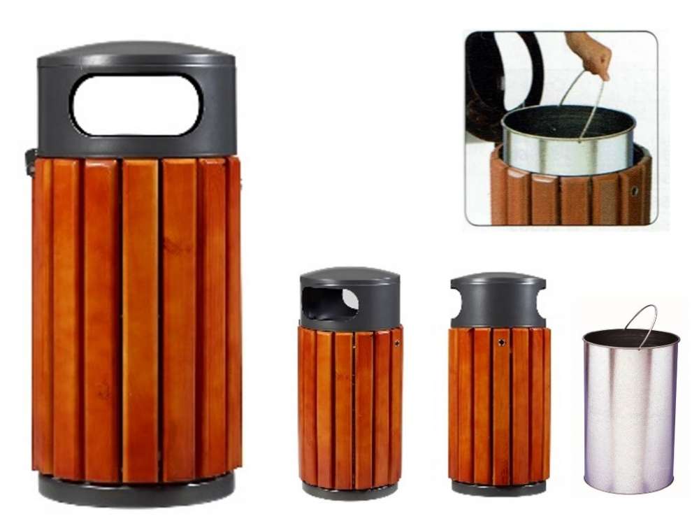 Afvalbak in hout, 40 & 60L.