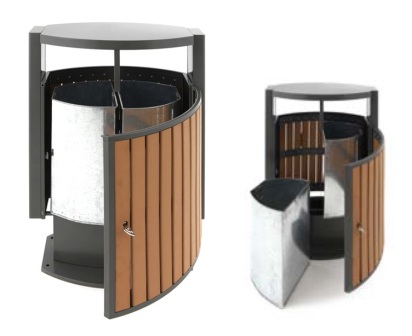 Buitenafvalbak houtlook 78L. (2x39L.)