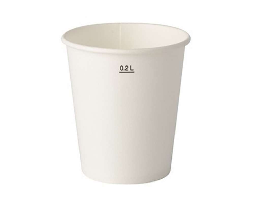 Drinkbekers in wit karton, 0,2L.