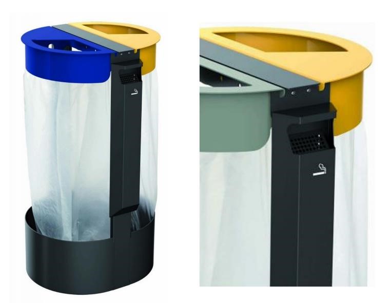 Zakhouder op voet 150L. (2x75L.)