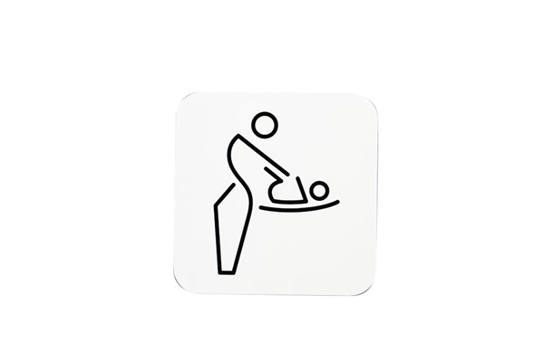 Pictogram Santral P Luiertafel, rvs wit