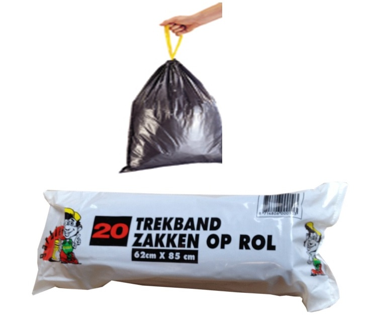 Afvalzakken 62x85cm, HDPE, grijs, met stropsluiting